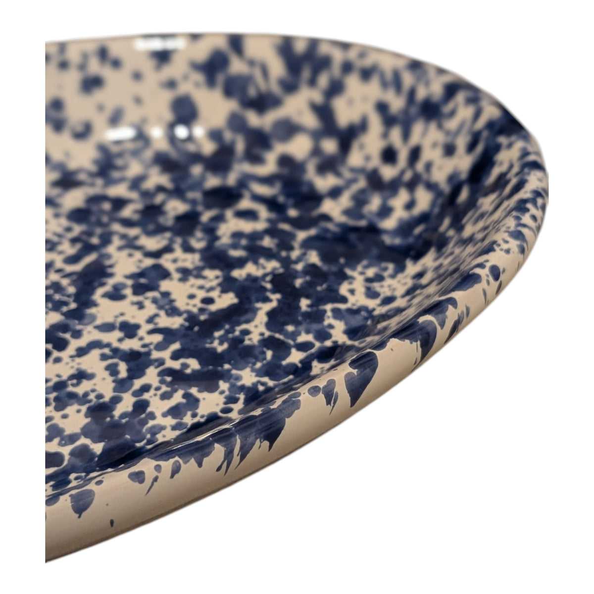 Handmade Ceramic Small Serving Plate - Blue Splatter, Oval, 12 cm
