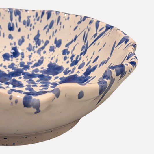 Handmade Ceramic Small Bowl - Blue Splatter, 10 cm