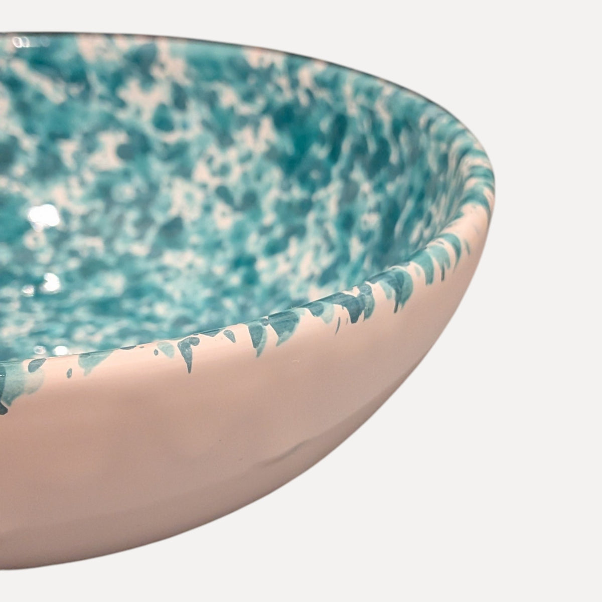 Handmade Ceramic Medium Bowl - Turquoise Splatter, 16 cm