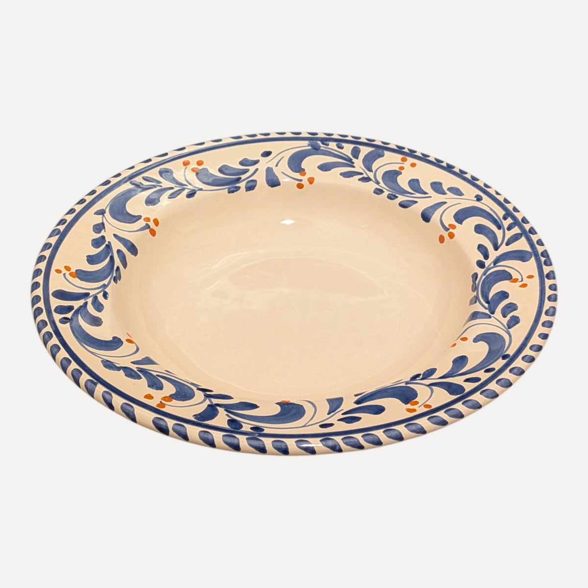 Handmade Ceramic Pasta Bowl – Blue Floral Design, 23 cm