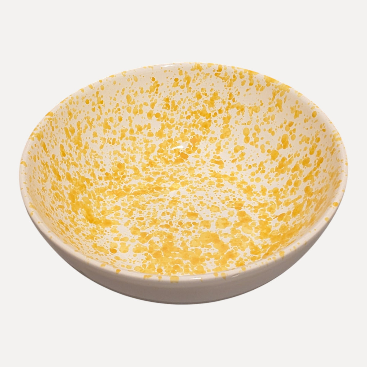 Handmade Ceramic Bowl - Yellow Splatter, 24 cm