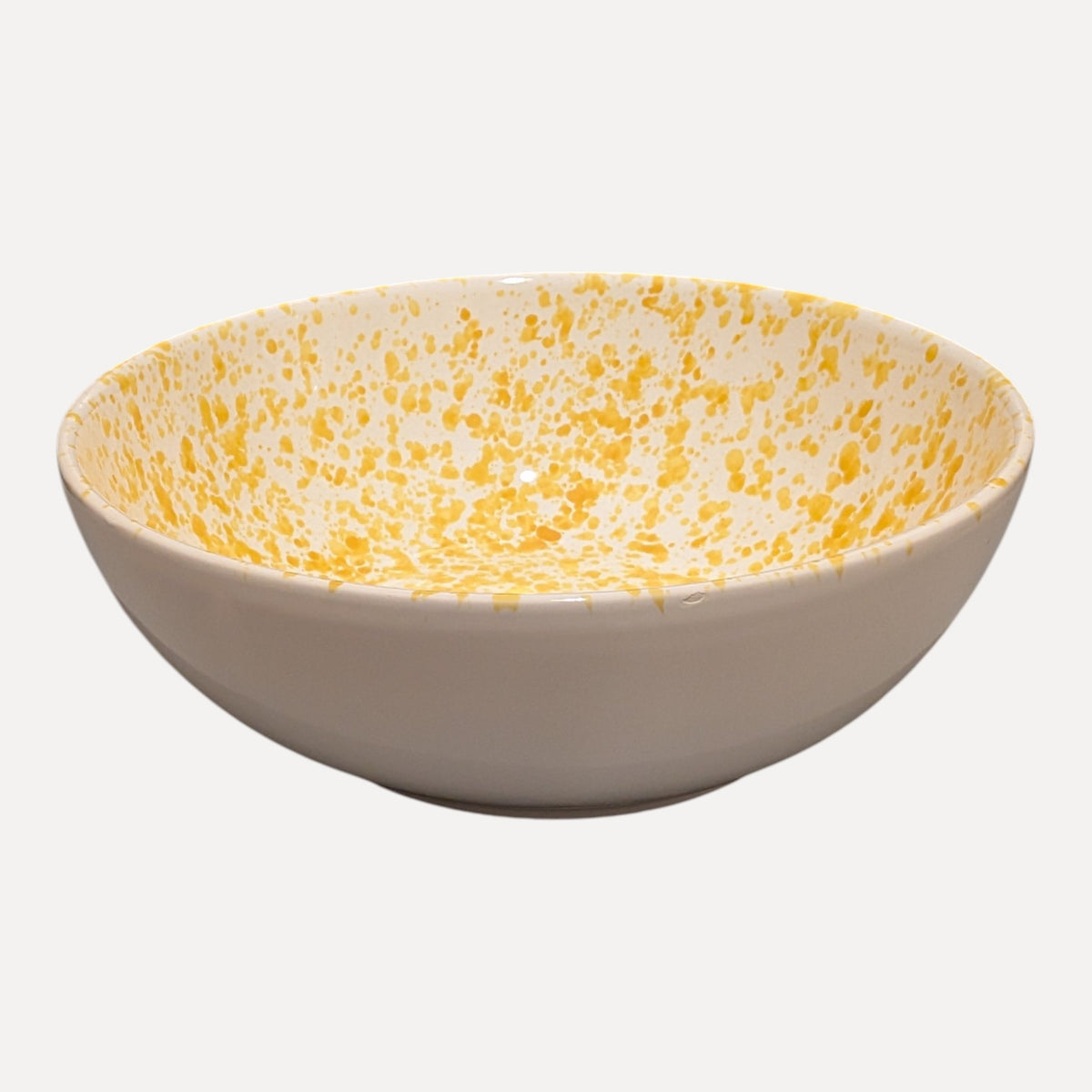 Handmade Ceramic Bowl - Yellow Splatter, 24 cm