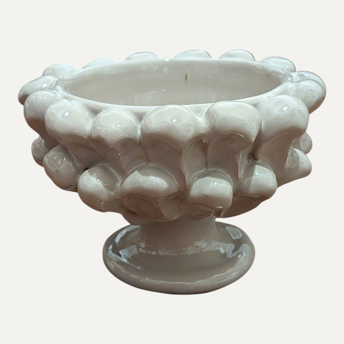 Handmade Ceramic Candle Holder - Beige