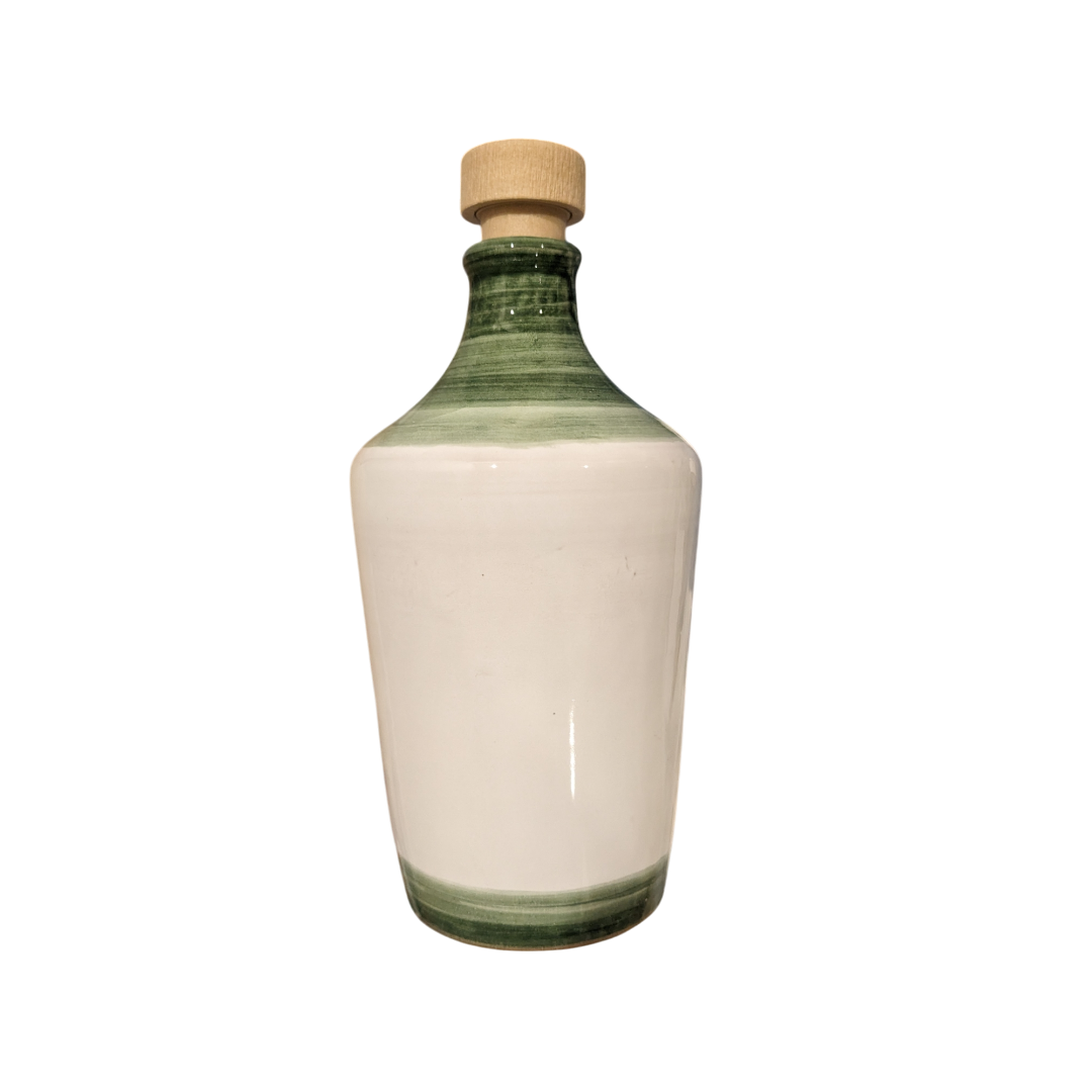 ceramic bottle in white & green