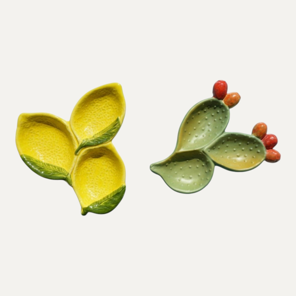 Handmade Ceramic Serving Plate - Lemon / Prickly Pear