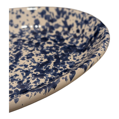 Handmade Ceramic Small Serving Plate - Blue Splatter, Oval, 12 cm