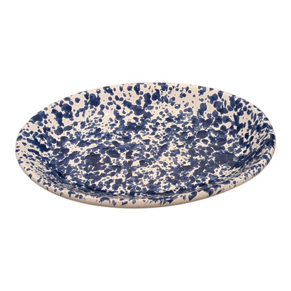 Handmade Ceramic Small Serving Plate - Blue Splatter, Oval, 12 cm