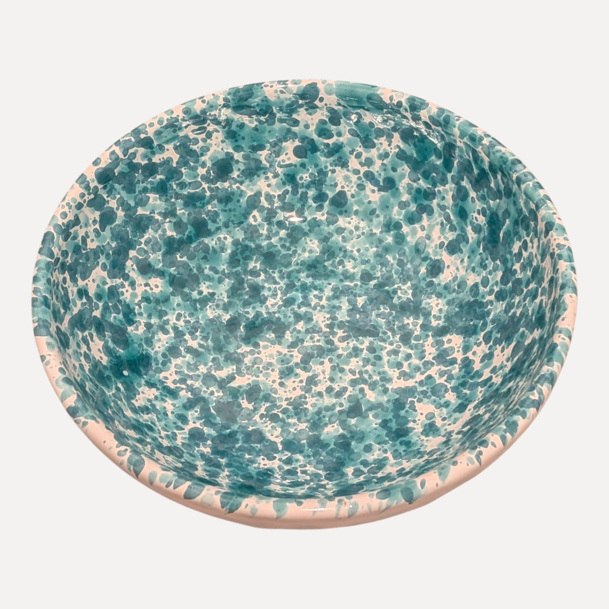 Handmade Ceramic Medium Bowl - Turquoise Splatter, 16 cm