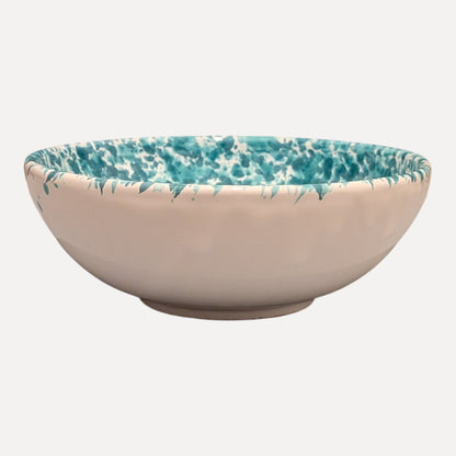 Handmade Ceramic Medium Bowl - Turquoise Splatter, 16 cm