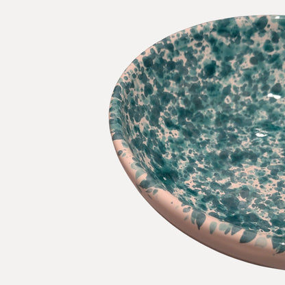 Handmade Ceramic Medium Bowl - Turquoise Splatter, 16 cm