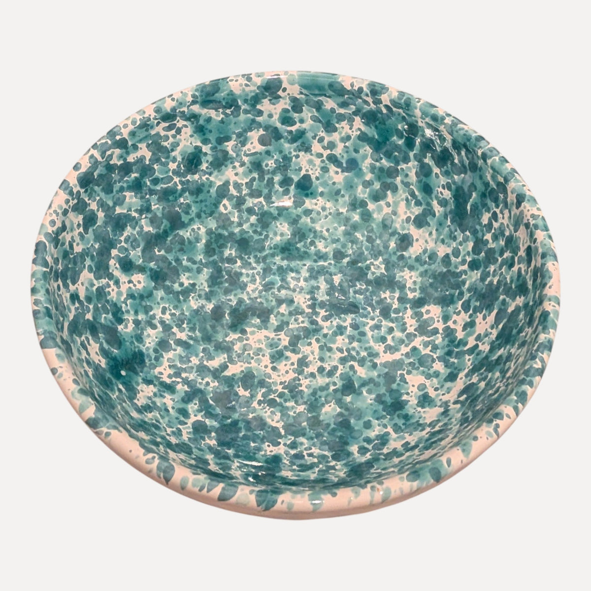 Handmade Ceramic Medium Bowl - Turquoise Splatter, 16 cm