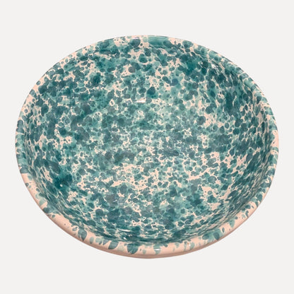 Handmade Ceramic Medium Bowl - Turquoise Splatter, 16 cm