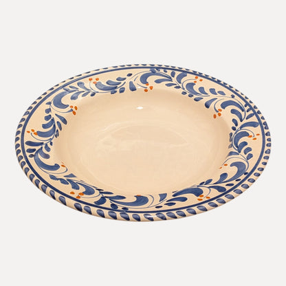 Handmade Ceramic Pasta Bowl – Blue Floral Design, 23 cm