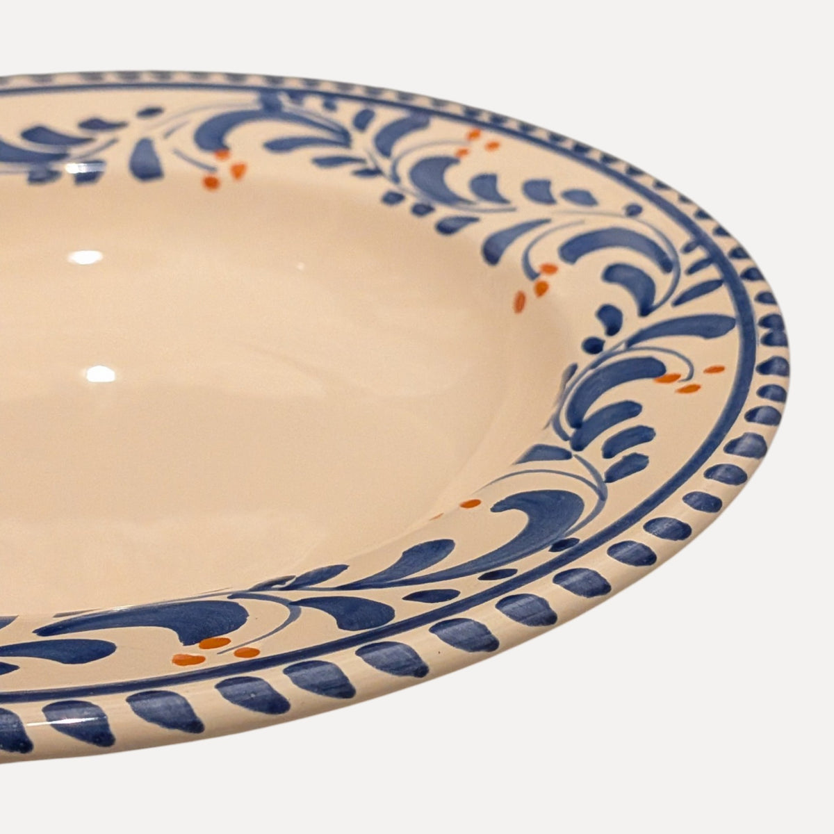 Handmade Ceramic Pasta Bowl – Blue Floral Design, 23 cm