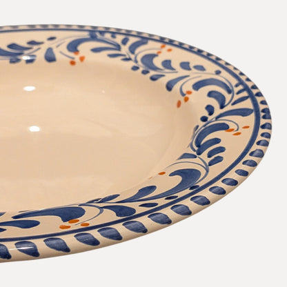 Handmade Ceramic Pasta Bowl – Blue Floral Design, 23 cm