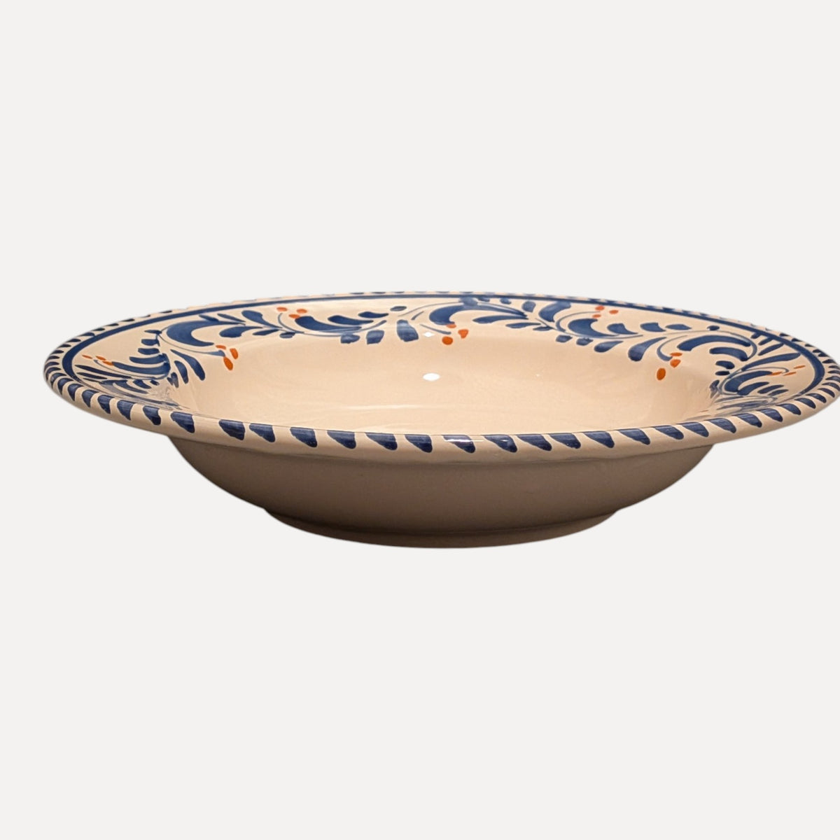 Handmade Ceramic Pasta Bowl – Blue Floral Design, 23 cm