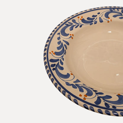 Handmade Ceramic Pasta Bowl – Blue Floral Design, 23 cm