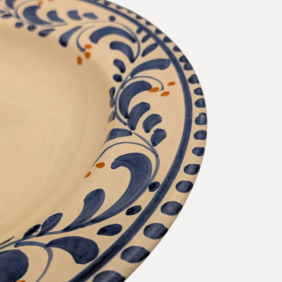 Handmade Ceramic Pasta Bowl – Blue Floral Design, 23 cm