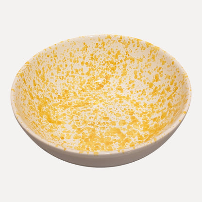 Handmade Ceramic Bowl - Yellow Splatter, 24 cm