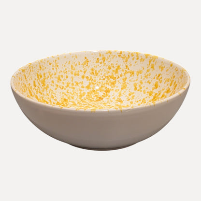 Handmade Ceramic Bowl - Yellow Splatter, 24 cm