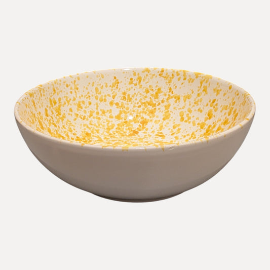 Handmade Ceramic Bowl - Yellow Splatter, 24 cm