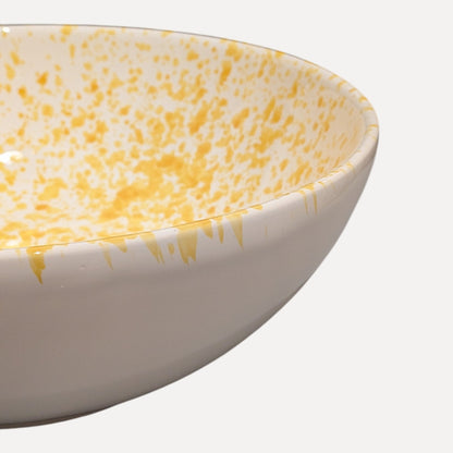 Handmade Ceramic Bowl - Yellow Splatter, 24 cm
