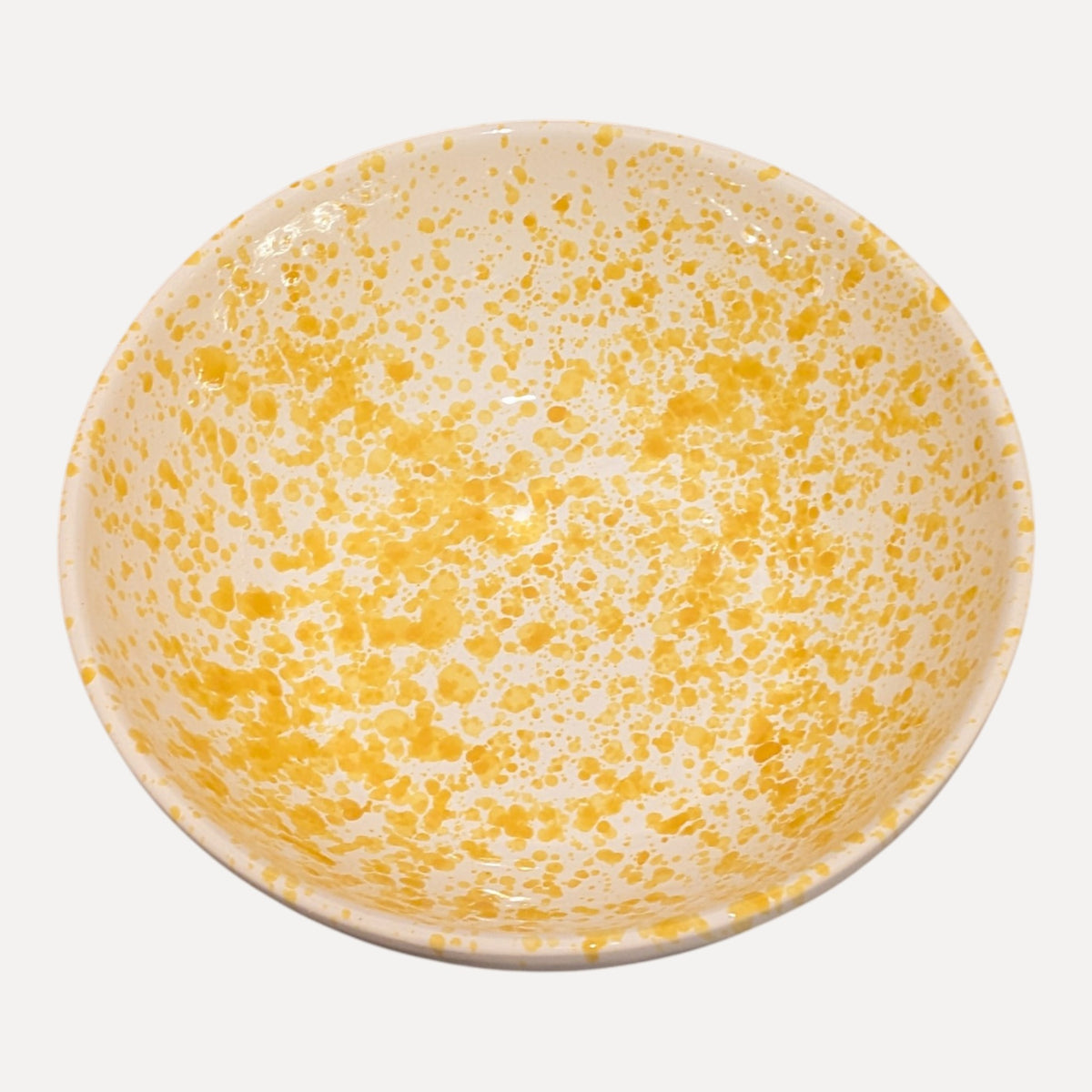 Handmade Ceramic Bowl - Yellow Splatter, 24 cm