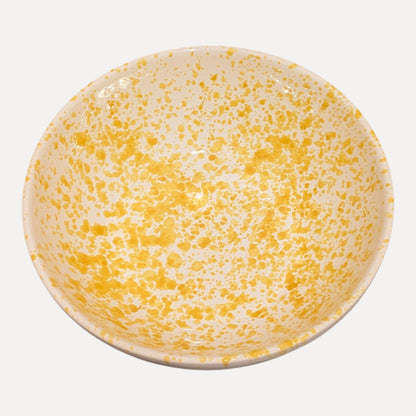 Handmade Ceramic Bowl - Yellow Splatter, 24 cm