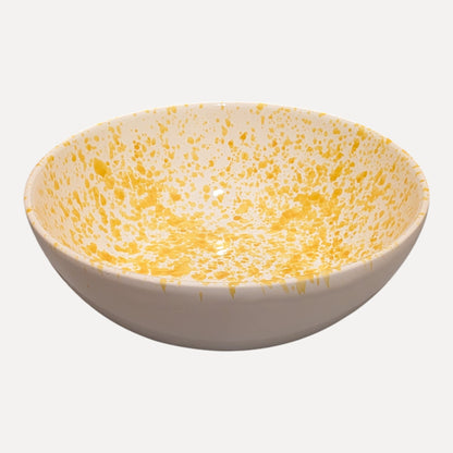 Handmade Ceramic Bowl - Yellow Splatter, 24 cm