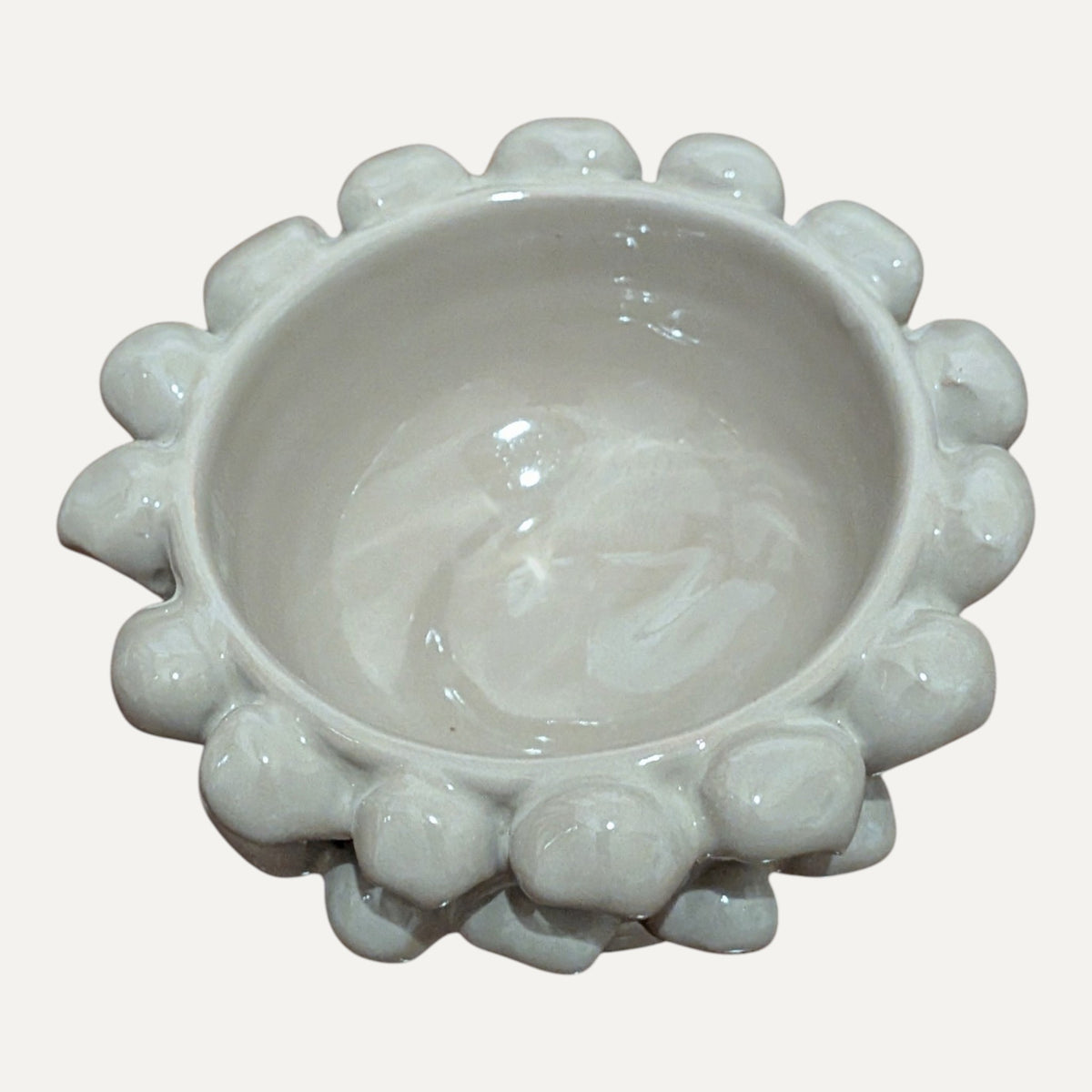 Handmade Ceramic Candle Holder - Beige