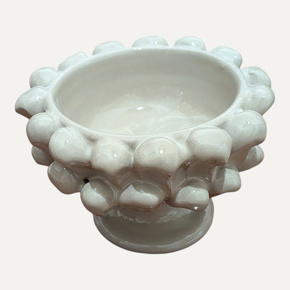 Handmade Ceramic Candle Holder - Beige