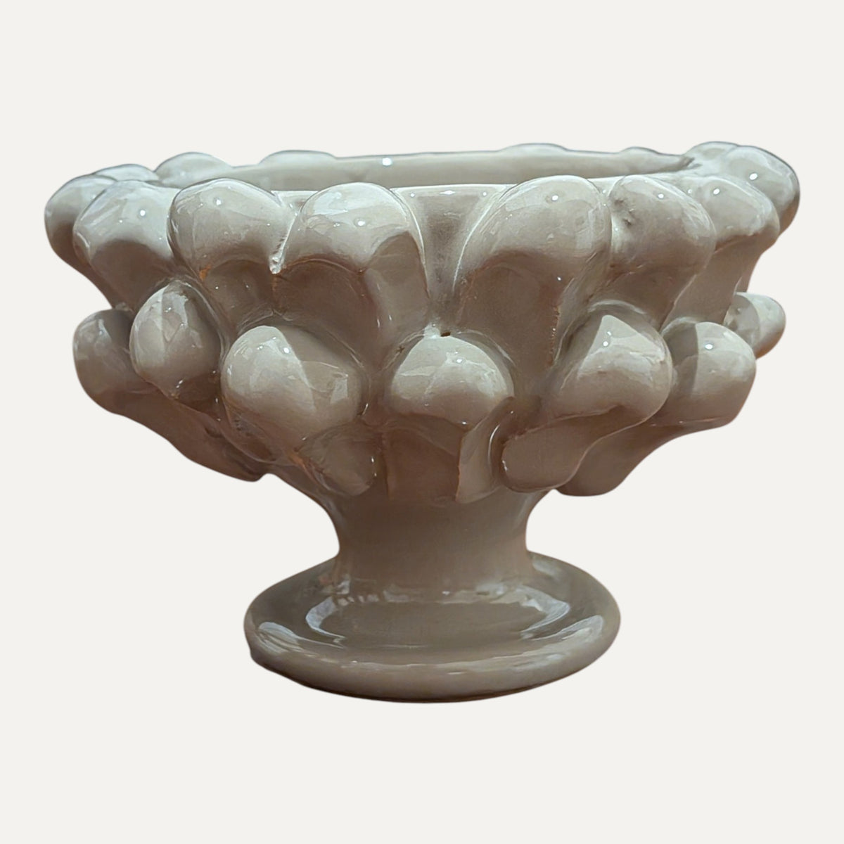 Handmade Ceramic Candle Holder - Beige